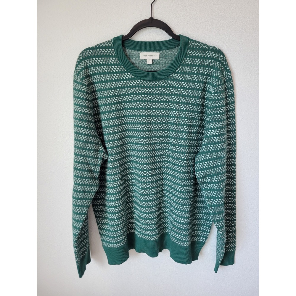 Free Assembly Green Patterned Crewneck Sweater‎ – Men's Large